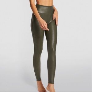 Spanx Faux Leather Olive Green Leggings